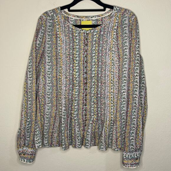 Anthropologie Maeve Gelise Floral Pintuck Button Down Blouse - Size M - Picture 3 of 8
